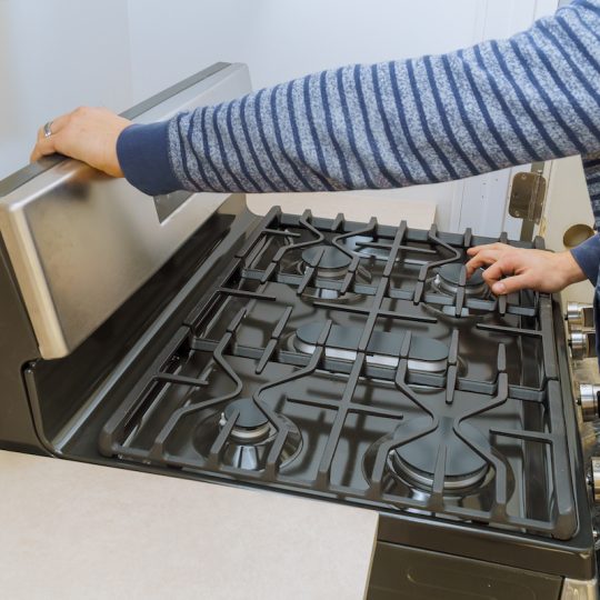 Gas appliance cooker installation worktop the new house Modern interior in gas appliance cooker installation worktop the new house